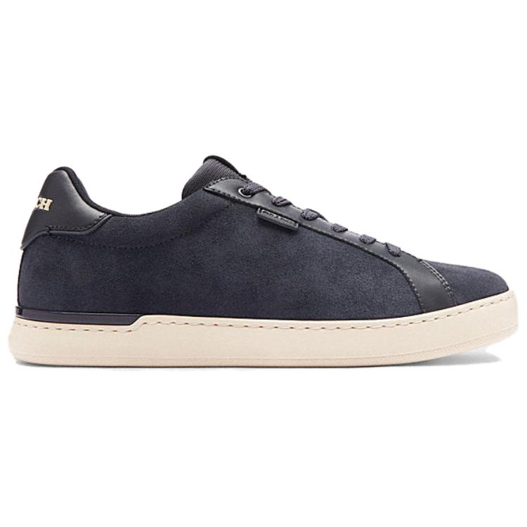 Coach Lowline Cow Split Leather Round Toe Lace-Up Low-Top Sneakers Men Sneakers Navy CU014-BHP
