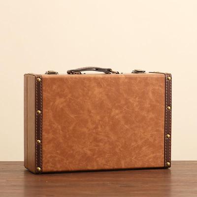 Vintage Leather Jewelry & Sundries Storage Box - Wooden Photography & Decoration Chest