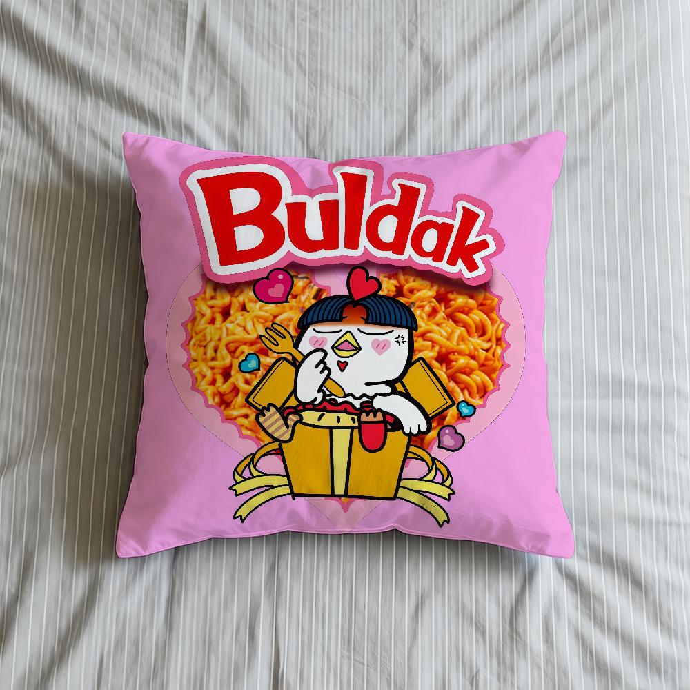Kwaii Cushion Cover Soft Case Anime R-RamenS Sofa Living Room Logo Home Comfortable Office Decor Protective Pillow B-BuldakS
