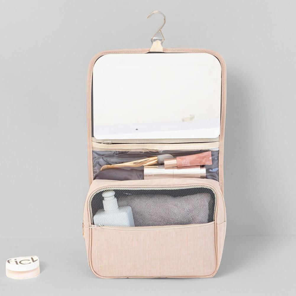

Foldable Travel Cosmetic Bag Large Makeup Organizer Portable Toiletry Bag Water-resistant Toiletry Bag for Full Sized Toiletries бежевый