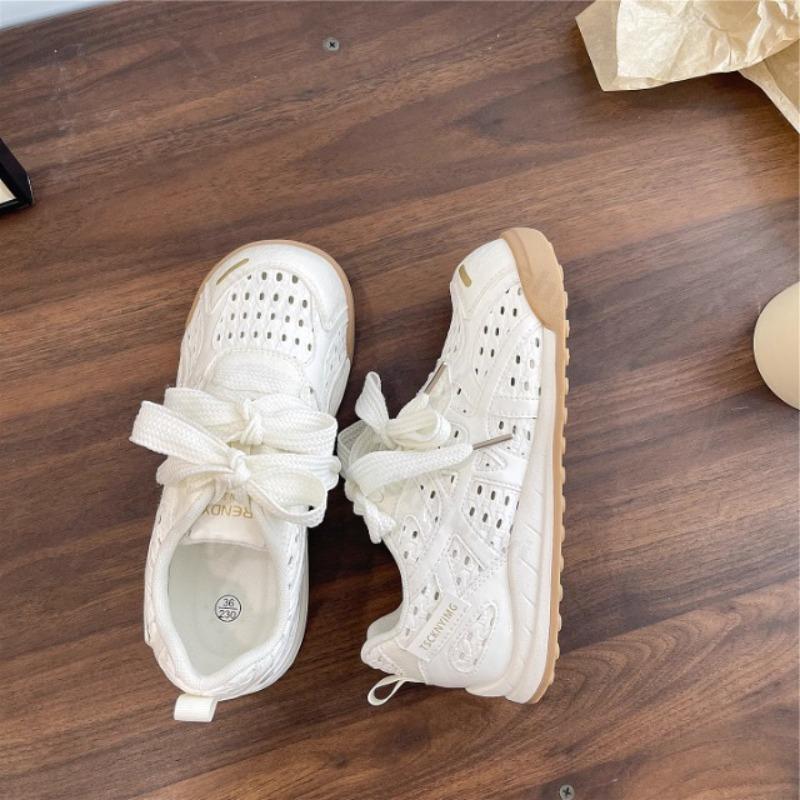 Women's Breathable Sneakers 2025 Summer New Mesh Round Toe Lace Up Casual Shoes Lightweight Comfortable Soft Sole Running Shoes