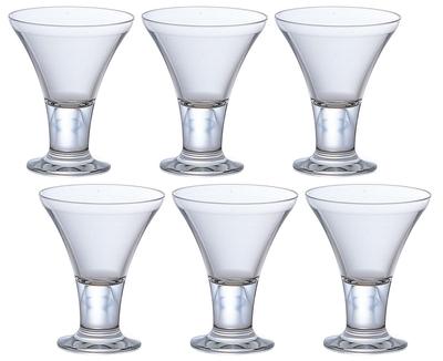 ADERIA Pose Parfait Glas Klar 230ml Set om 6 Tillverkat i Japan Dessert Sundae Behållare Kopp Glas Stiligt Glass med Fötter Kafé Bordsartiklar