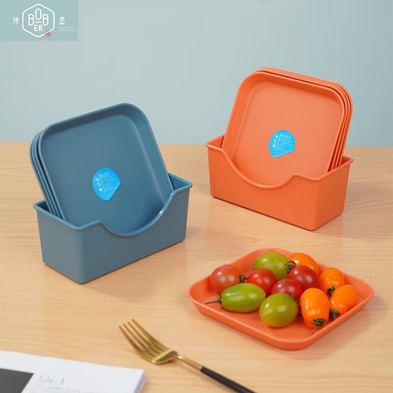 BoBao European Style Square Plastic Snack Tray Set