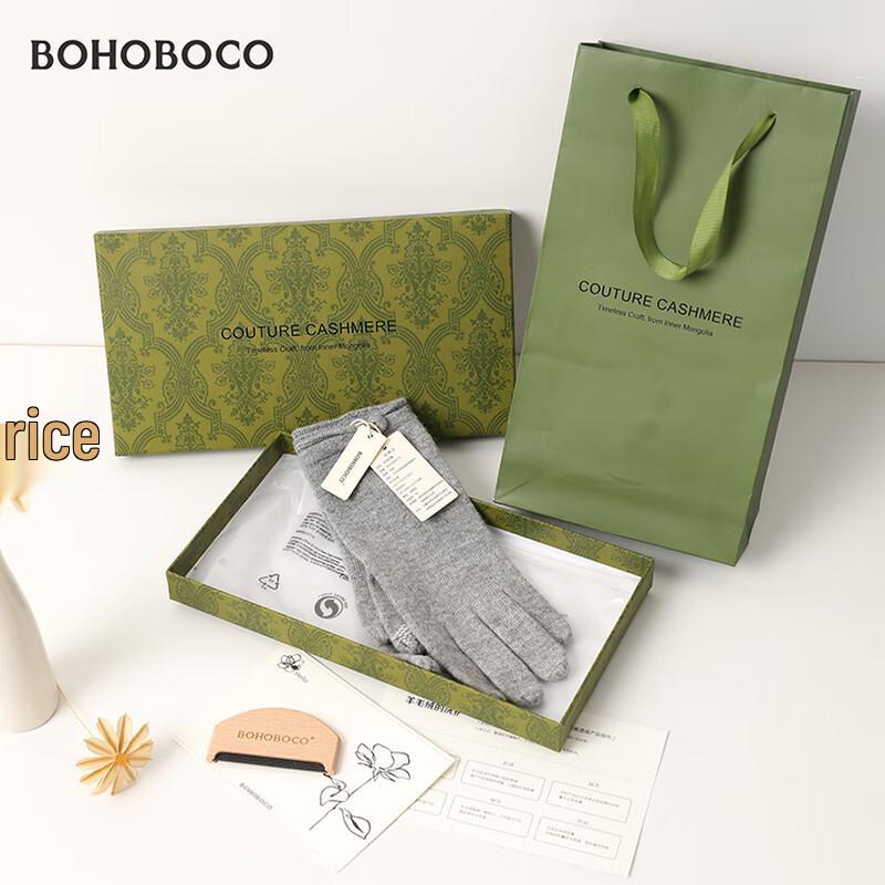 BOHOBOCO Damen 100% Kaschmir Handschuhe mit Handgelenkschnalle