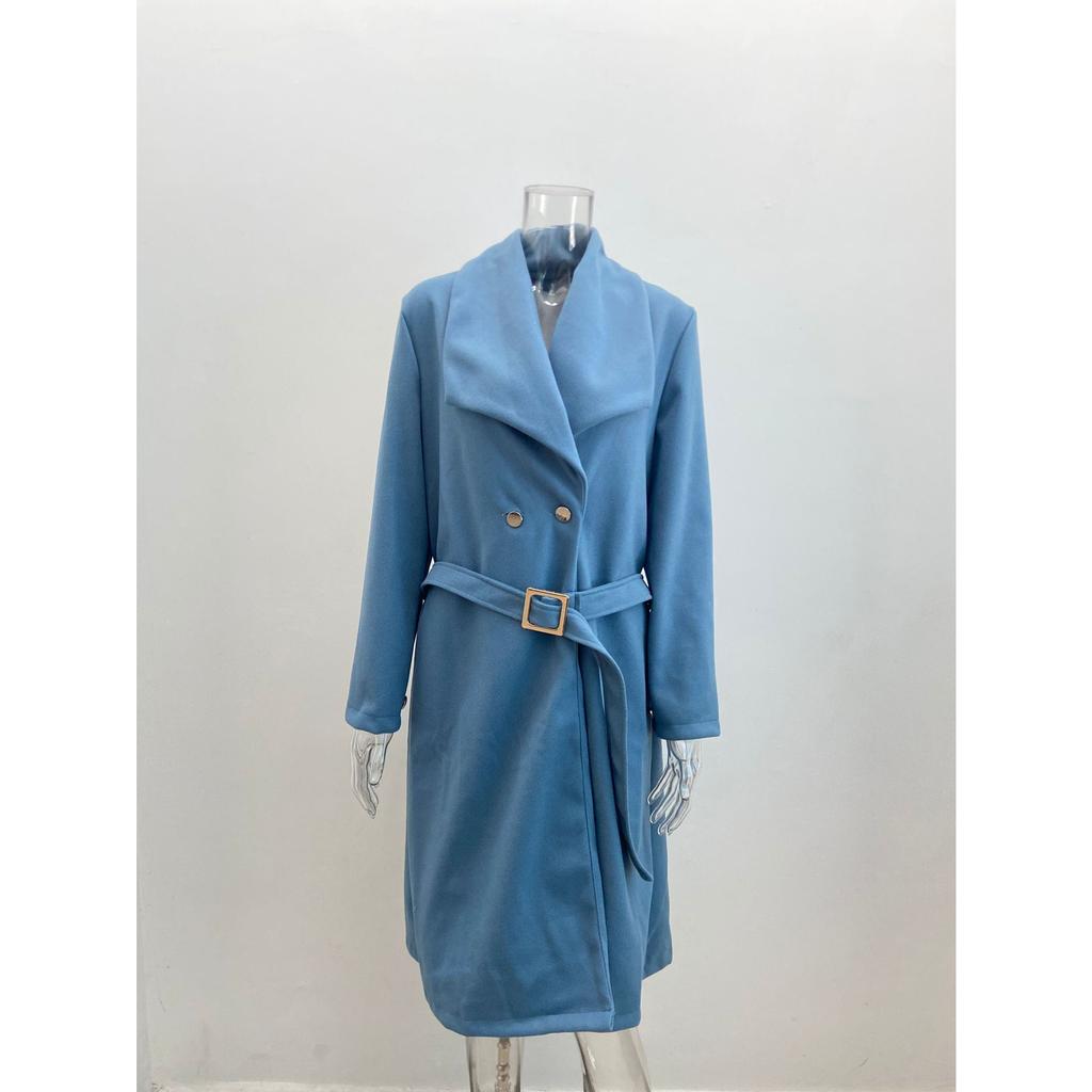 French-Inspired Wool Wrap Coat 2025 - V-Neck Single Breasted Coatigan W/ Cinched Belt, Tailored Fully Lined Outerwear for Office To Gala