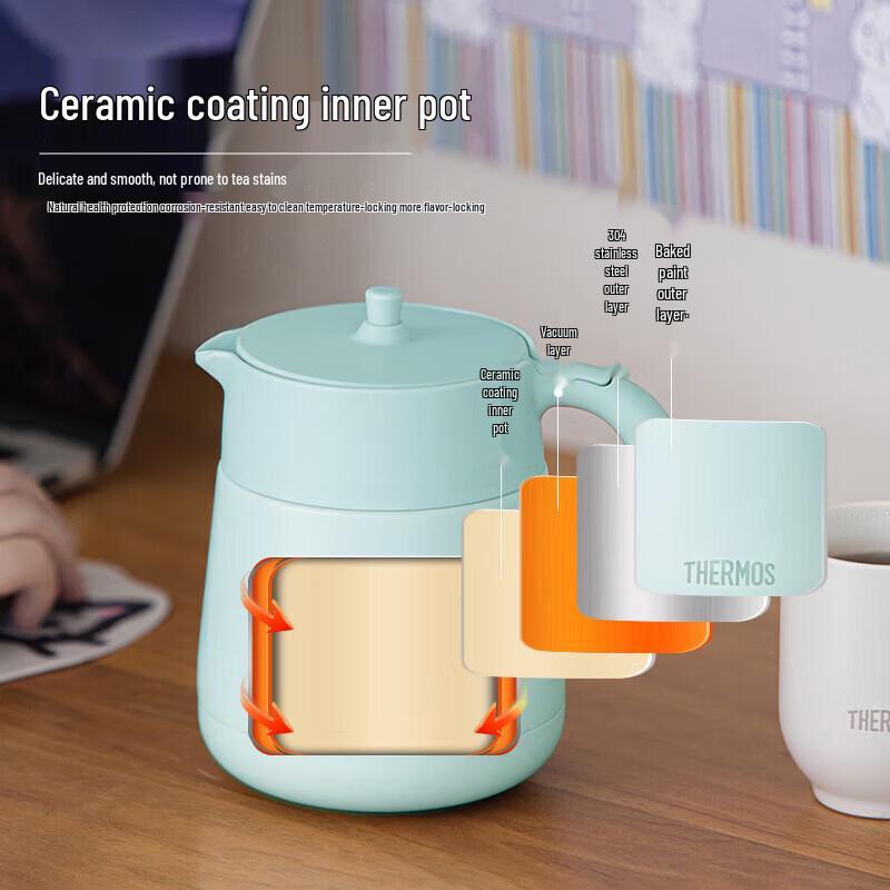 Thermos Ceramic Coated Insulated Tea Pot