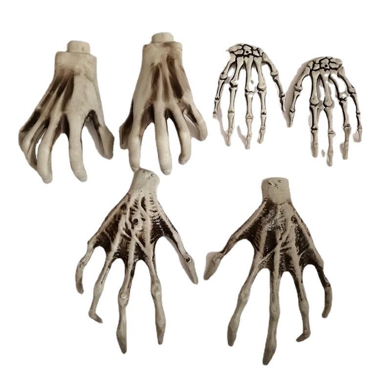 Halloween Skeleton Hands Fake Scary Realistic Human Hand Bone Halloween Life Size Zombie Party Scary Props Decorations