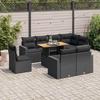 VidaXL Garden Lounge Set 9 Pcs with Cushions Black Wicker, Outdoor Sofa Set, Garden Lounge, Set 3327051