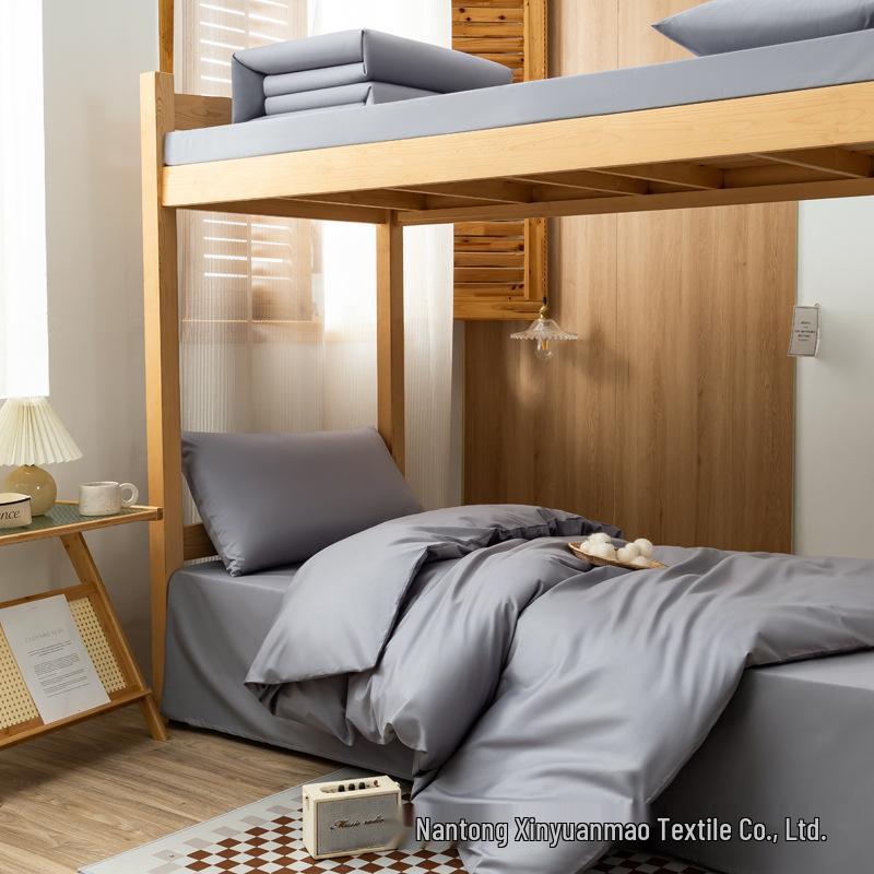 Solid Color Cotton Duvet Cover Set - 3 Piece Bedding for Bunk or Dorm Beds with Pillowcases