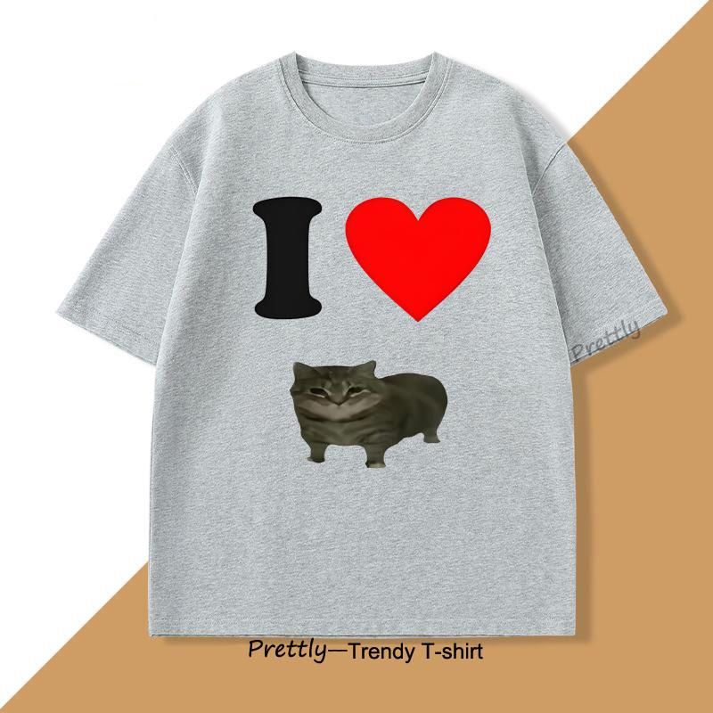 I Love Oiiaoiia Cat Meme TShirt Men Women Funny T Shirts Parody Tees Tiktok Tshirt Funny Streetwear Tops Oversized Loose Tops