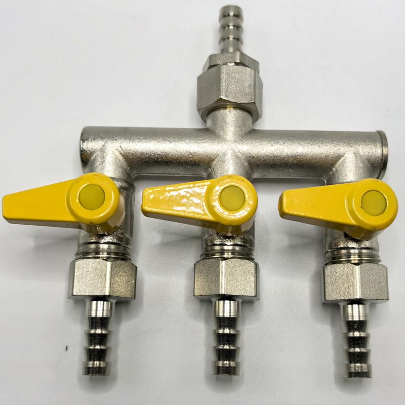 Brass Push-to-Connect Ball Valve Reducing Tee for Water Pipes (Sizes: 6/8/10/12/14/16mm)