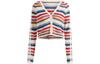 Kseniaschnaider Gestrickte Strickjacke Gestreift Colorblock Langarm Strickoberteil