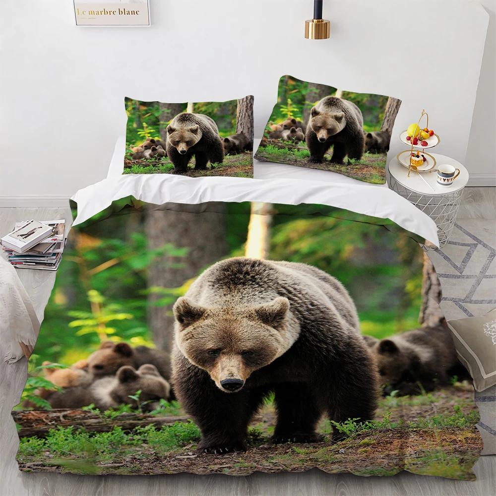 Stylish Durable Queen Twin Full King Comforter Barren Mountains Wild Forests Bear Baby Bedroom Grey White Polar Sets Size