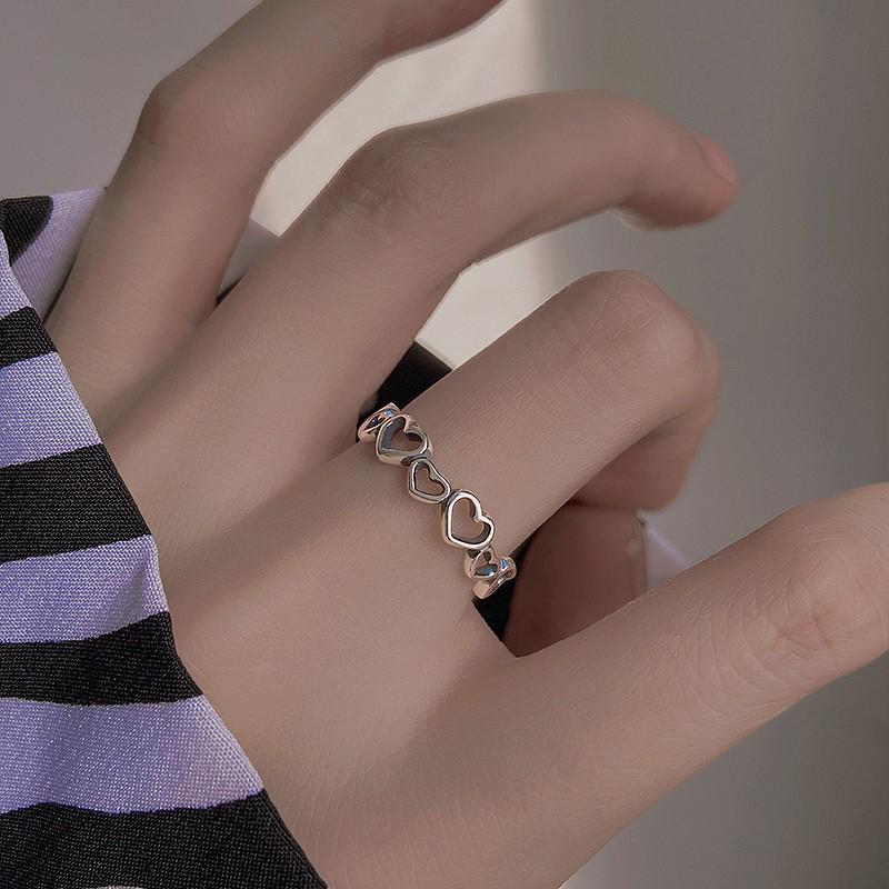 Korean Retro Geometric 925 Silver Plated Open Ring for Women