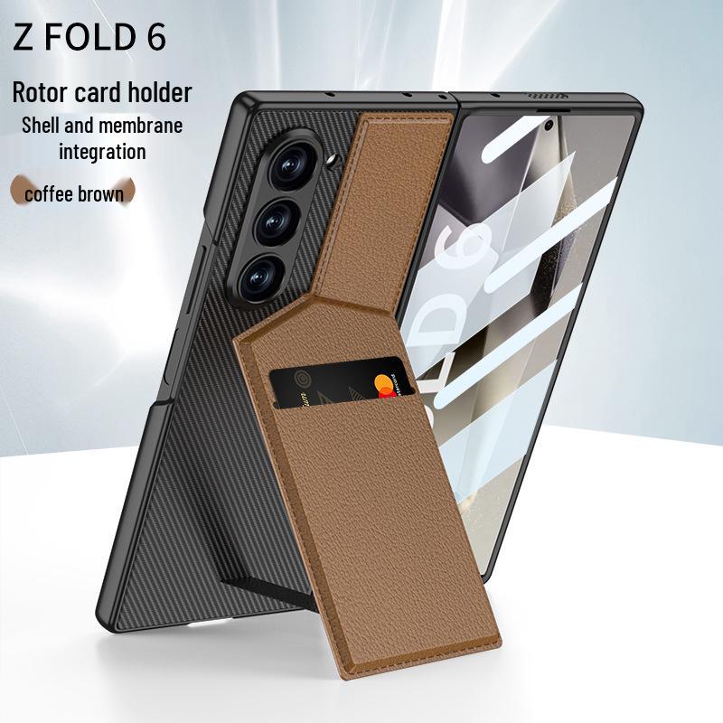 

Samsung Z Fold 6 Card Holder Stand Case - Premium Leather with Film Integrated Protection Fold6