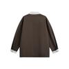 Oversized Brown Contrast Striped Collar Shirt Men Women Long Sleeve Casual Button Down Blouse Loose Fit Lapel Patch Pocket Top
