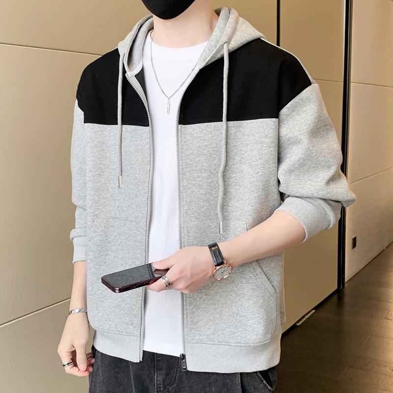 Spring and Autumn New Men's Hoodie All Young Handsome Long-sleeved T-shirt Cardigan Hoodie Base Shirt