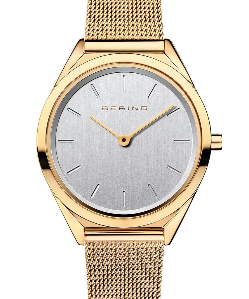 BERING Ultra Slim Collection Watch 17031-334 Unisex Analog Quartz Stainless Steel Strap Sapphire Crystal Gold Mesh Belt