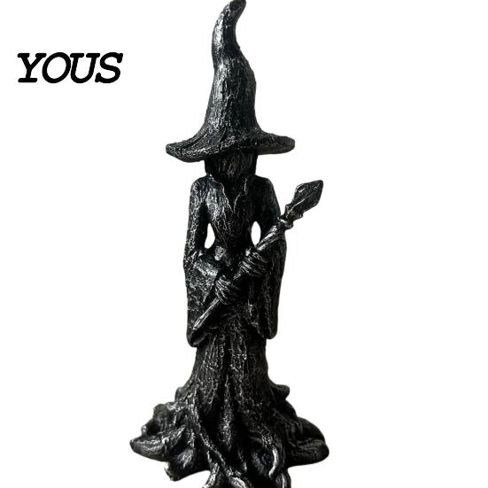 Resin Witch Decoration Statue, Gothic Halloween Figurine, Dark Night Collectible Fantasy Ornament for Desktop, Bookshelf, Home, Office Decor Art