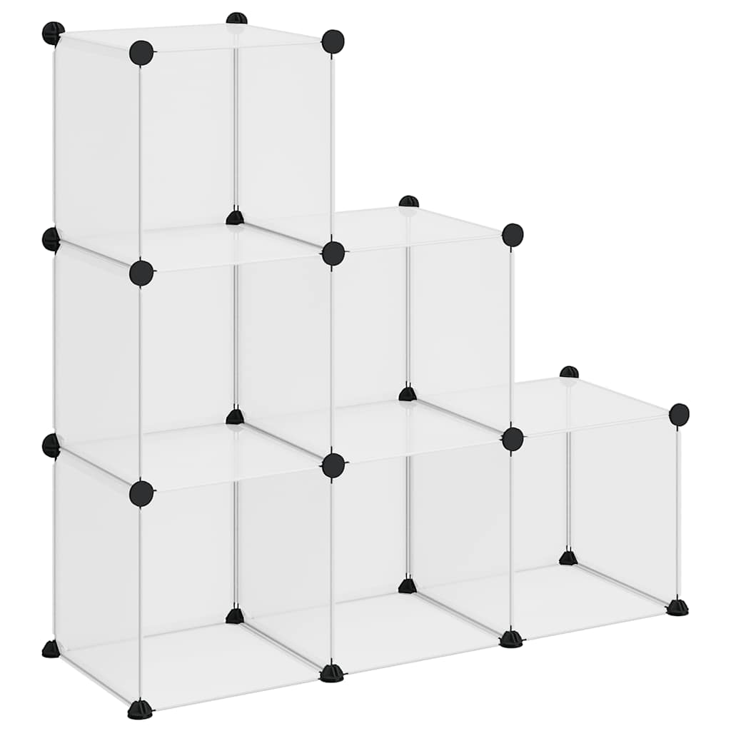 Modular Storage System with 6 Cubes Transparent PP