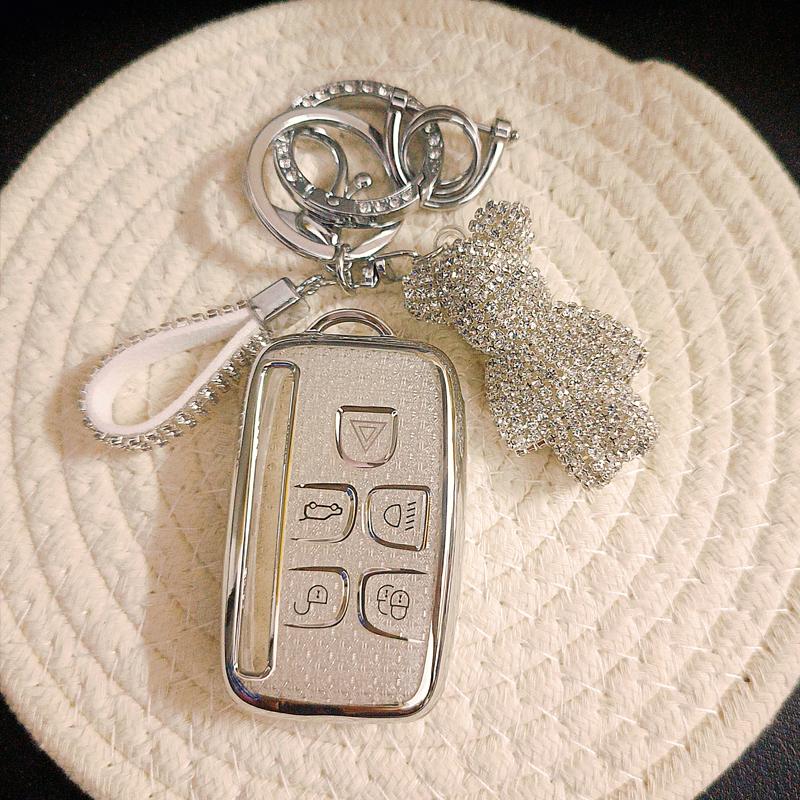

White Diamond TPU for Land Rover Range Rover SPORT Evoque Discovery Discovery 5 Remote Car Key Case Cover Fob Holder Keychain