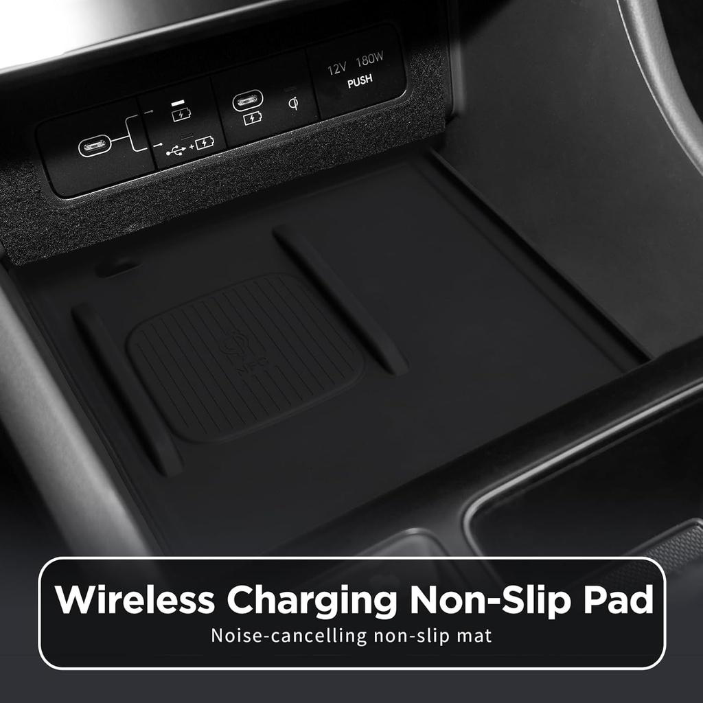 Center Console Wireless Charging Mat for 2024 2025 2026 Hyundai Sonata N-line Hybrid Accessories Silicone Dust Anti Slip Protection Pad Center