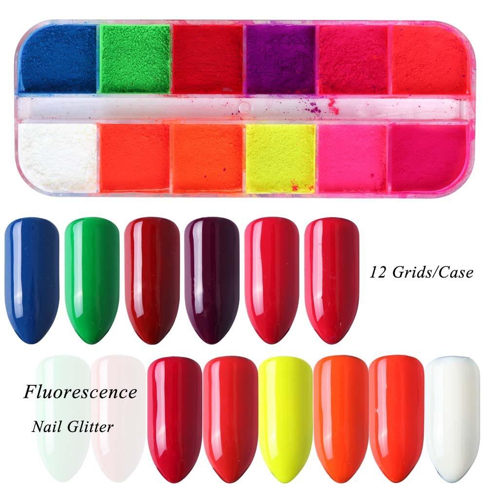 Nagel Fluoreszierendes Pulver 12 Farben Lange Box Nagel Super Helles Laser Phototherapie Nagellack Kleber Phosphor