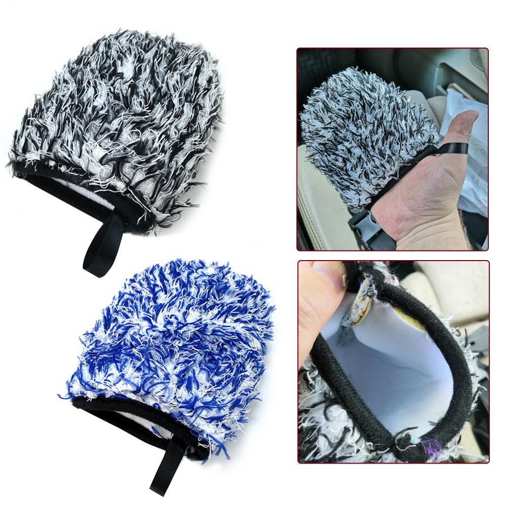Microfiber Car Wash Glove Double-Side Finger Pocket Car Wheel Wash Mitt for Car Cleaning Auto Detailing Washing Accessories
