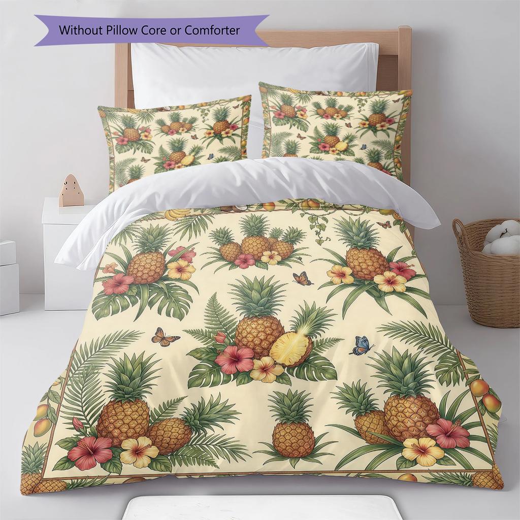 Retro Flower Parrot Pattern Bedding,Quilt Set Quilt Cover Pillowcase Home Birthday Gift (1 * duvet cover + 2 * pillowcase, without core)