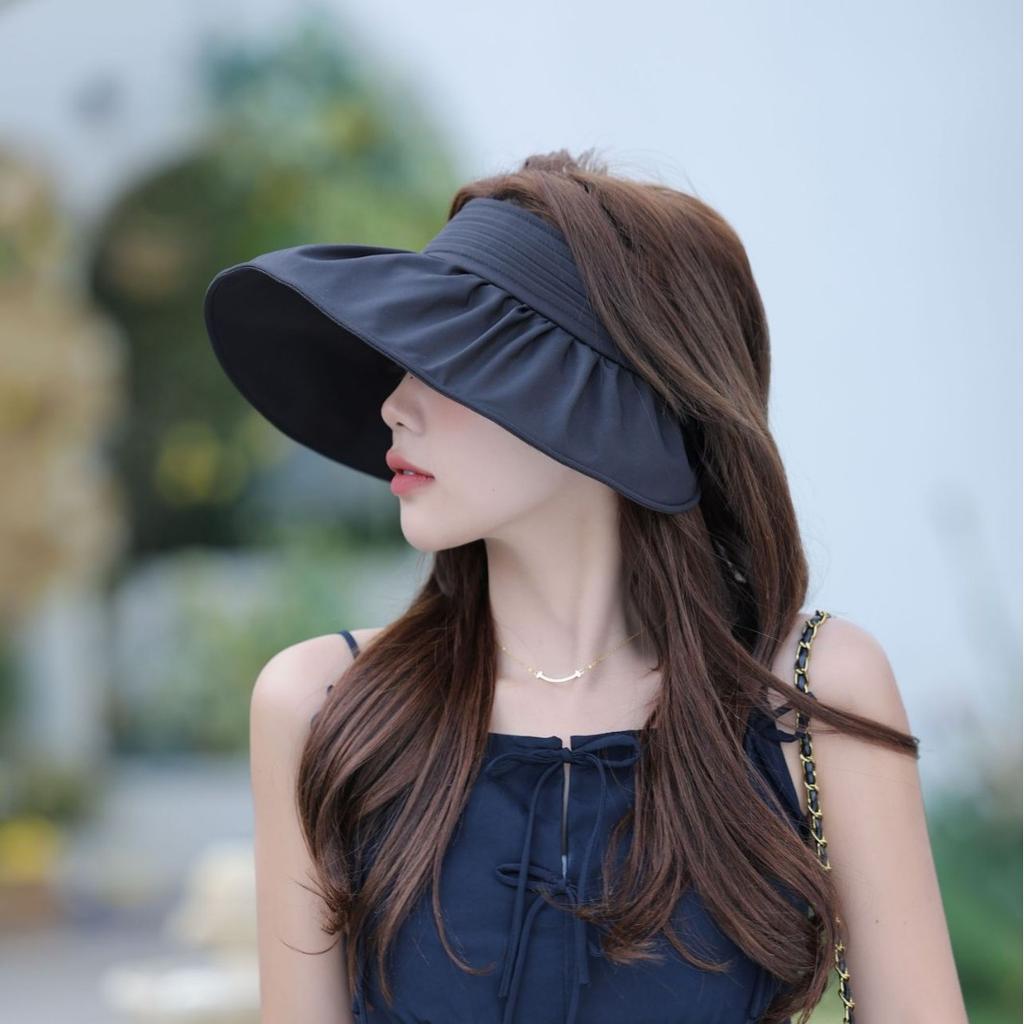 Summer Sun Hat Shell Hat Vinyl Sunscreen Hat Sun Hat Women'S Casual Fashion Empty Top Hat Big Brim