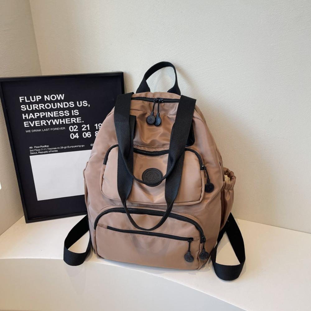 

Korean Style Travel Shoulder Bag Solid Color Fitness Bag Fashionable Sport Nylon Backpack Travel хаки