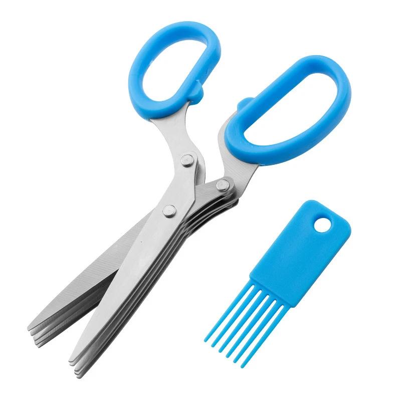 Stainless Steel Herb Scallion Scissors Multi-Layers Kitchen Scissors Green Onion Vegetable Cutter Cutting Tools Kitchen Gadgets