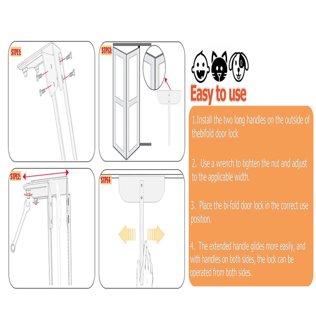 A33R,Metal Bifold Door Lock , Adjustable Bifold Closet Door Lock,Fits 0.6,2Inch Bi,Fold Door,Bifold Door Child Safetys Lock