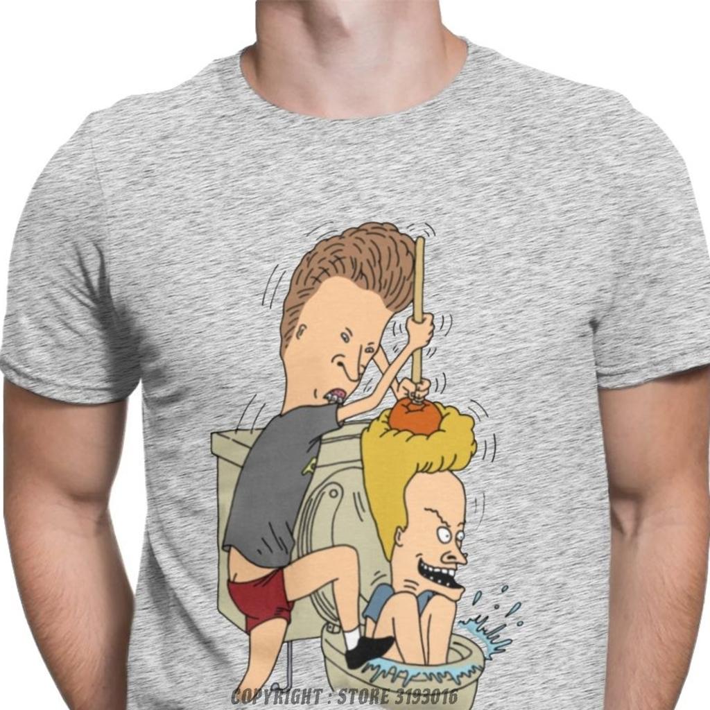 Beavis Butthead Toilet Fun TShirts Aesthetic Men Cartoon Rock Comic Punk Metal Funny Christmas Tees T Shirts Homme