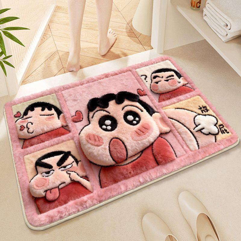 Cartoon Animation Imitation Plush Diatom Mud Floor Mat Non-slip Absorbent Bathroom Decorative Floor Mat Toilet Cooling Mat