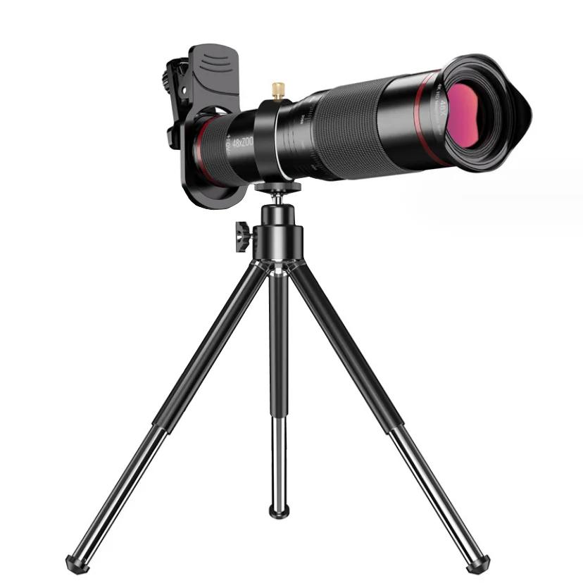 Super Telephoto Zoom Mobile Phone Lens Powerful 48x Monocular Metal Telescope Mobile HD Telephoto Lens With Tripod For Camping