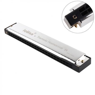 Silver 24 Holes 8K Titanium Harmonica Tremolo Tone KeyC Harp Mouth Organ Musical Instruments