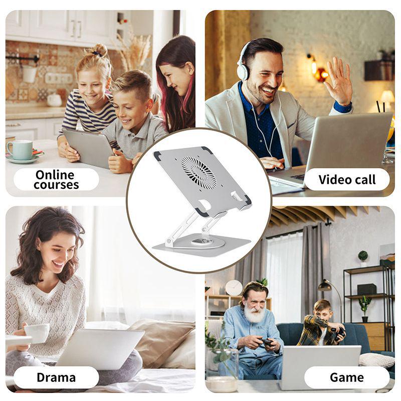 360° Rotating Laptop Stand with Detachable RGB Fan and Cooling Support