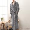 Korallfleece Långärmad Badrock Hemkläder Tjock Flanell Parrock Sovkläder Grå Höst Vinter Varm Lös Loungewear
