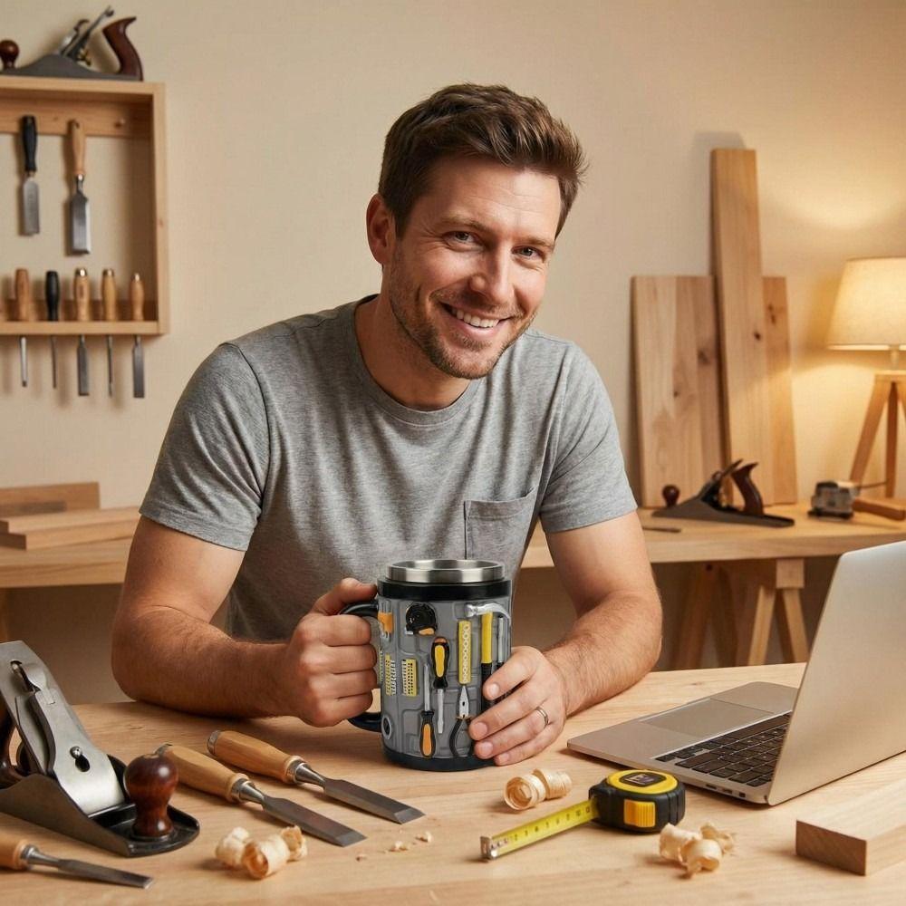 Stainless Steel Toolbox Design Coffee Cup 300ml Water Cup Unique Mechanic Mug  Gifts for Men