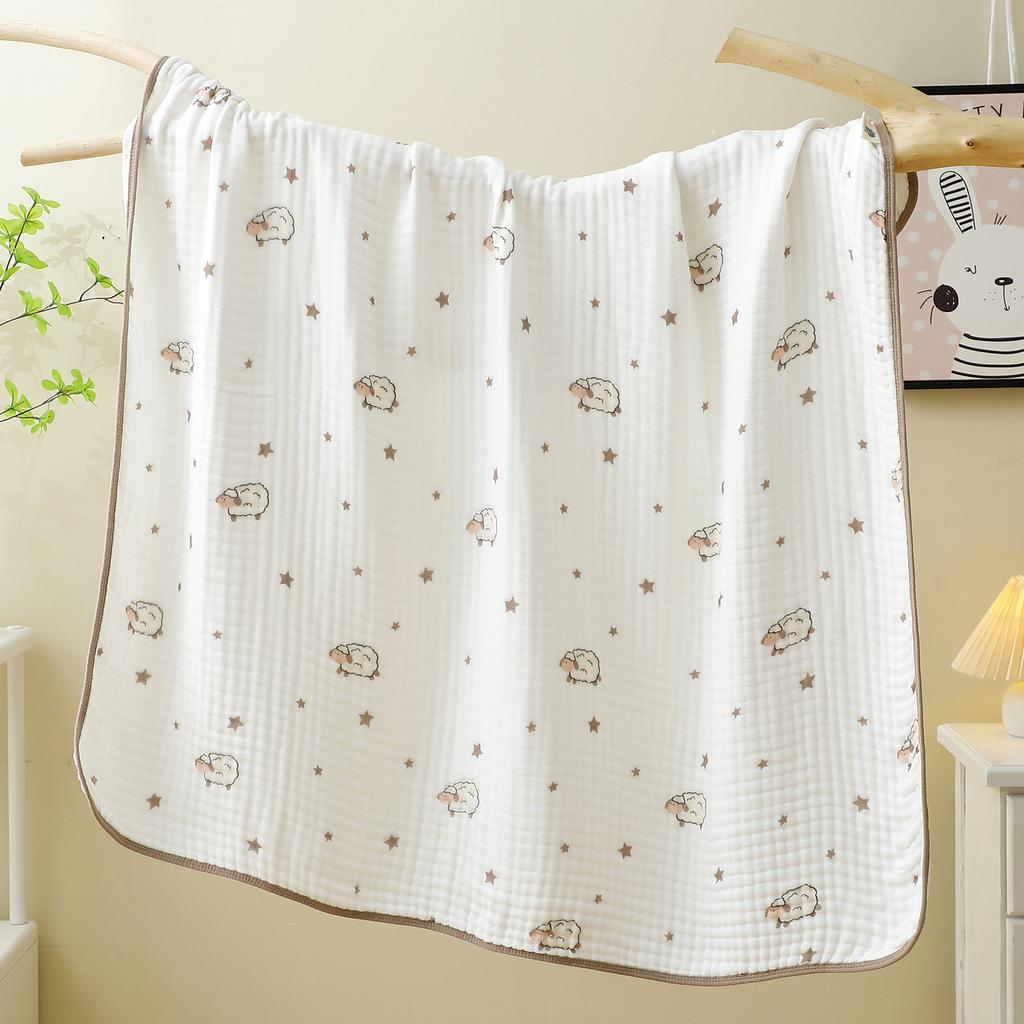 Baby Gauze Bath Towel Neonatal Class A Six-Layer Cartoon Printing Bag Quilt 110 * 110 Water-Absorbing Children'S Blanket