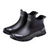 Fashion contrasting color black red-soled short rain boots trendy men's urban men's water boots non-slip wading boots waterproof khaki rubber shoes