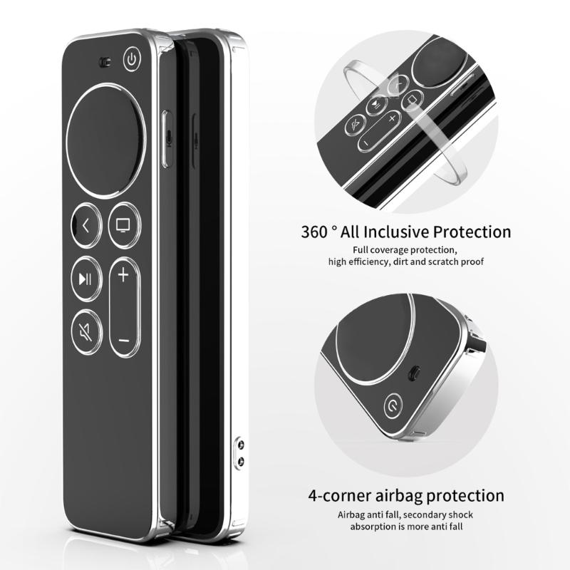 Shock-proof Full Protective Case Soft Plating TPU Cover Protector for TV Remote 2/Siri Remote 2 Shock-proof Skin