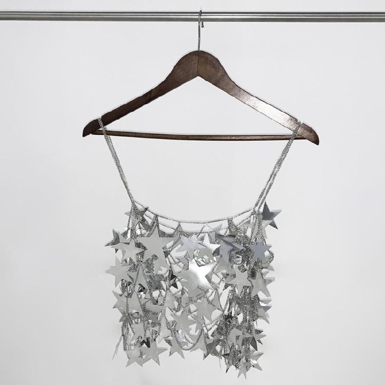 Women Star Sequins Crop Top Skirt Nightclub Party Sexy Tassel Body Chain Jewelry