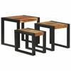 Nesting Table Set 3 Pcs Solid Acacia Wood and Metal