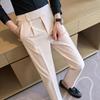 Men’s High-End Naples High-Waisted Suit Trousers: Versatile, Fashionable, British-Style Business Casual, Handsome Straight Fit.