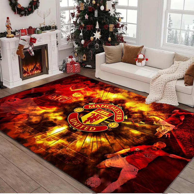 1PC rug Football Manchester Crest Carpet, Chair Rug,Area Rug for Office Bedroom living rooms bedroom, Doormat decor Christmas fan gifts