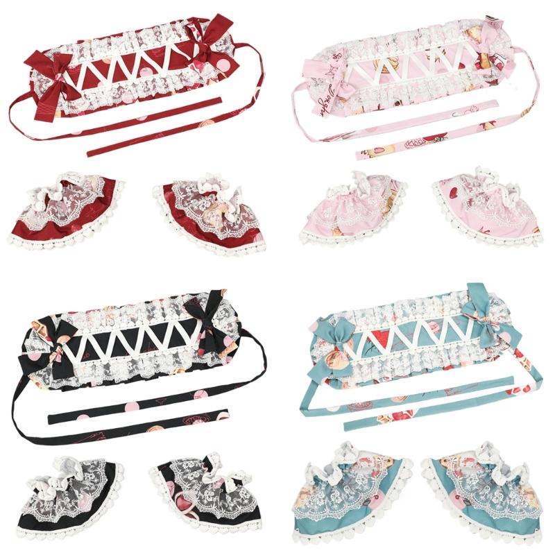 Japanische Stil Stirnband Spitze Handmanschetten Für Den Alltag Und Themenparty Anime Kostüm Verkleidungszubehör