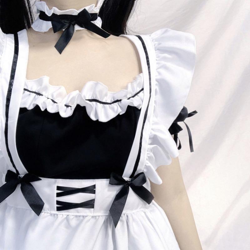 Black and White Maid Maid Boss Long Lolita Maid Cute Lolita Dress Plus Size Cos