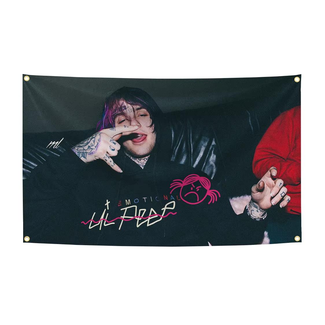 

Флаг-гобелен с изображением рэпера Lil Peep, Музыкальный плакат-баннер для бара, паба, студенческого общежития 74x94cm(29x37in)